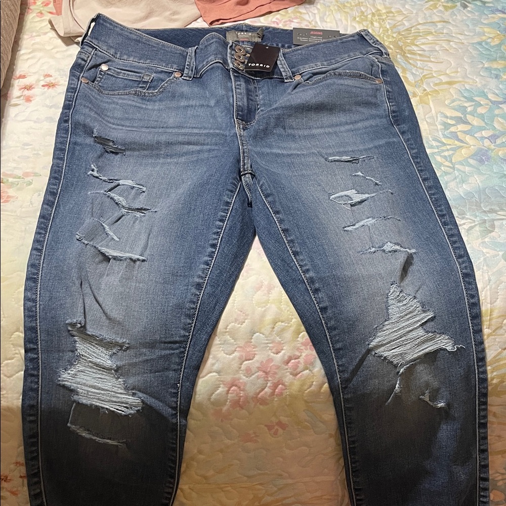 Torrid Light Blue Distressed Boyfriend Jeans